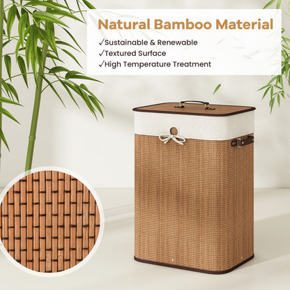 19 Gal Rectangle Laundry Basket, Bamboo Clothes Hamper, Yellow Laundry Baskets at Gallery Canada