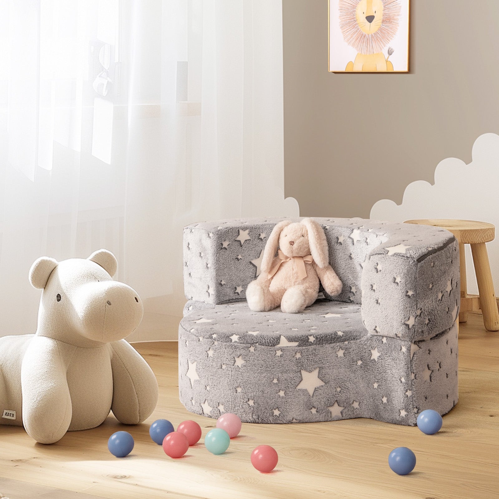 Glow In The Dark Toddler Chair, Convertible Sofa With Cover, Gray Kids Chairs & Seating at Gallery Canada