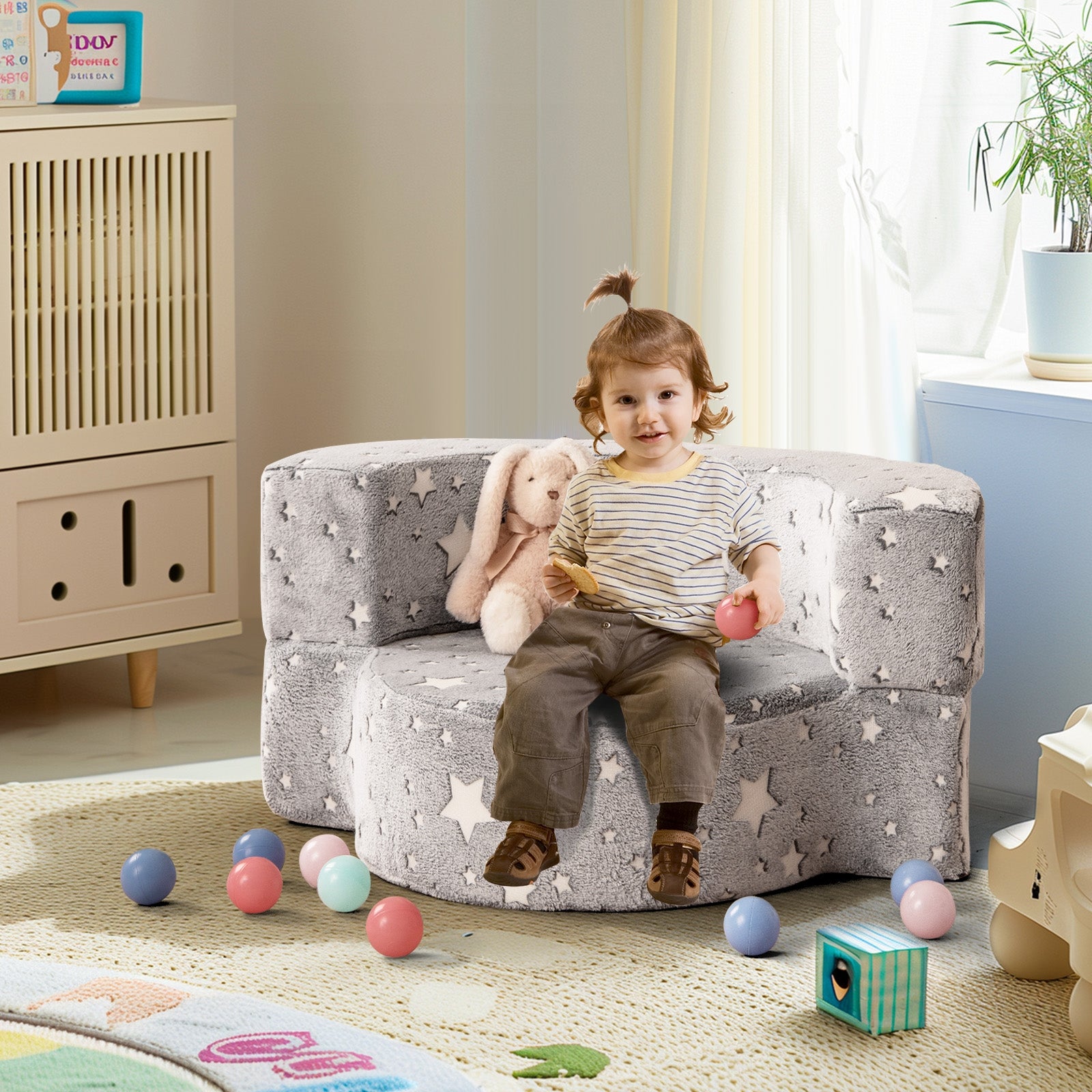 Glow In The Dark Toddler Chair, Convertible Sofa With Cover, Gray Kids Chairs & Seating at Gallery Canada