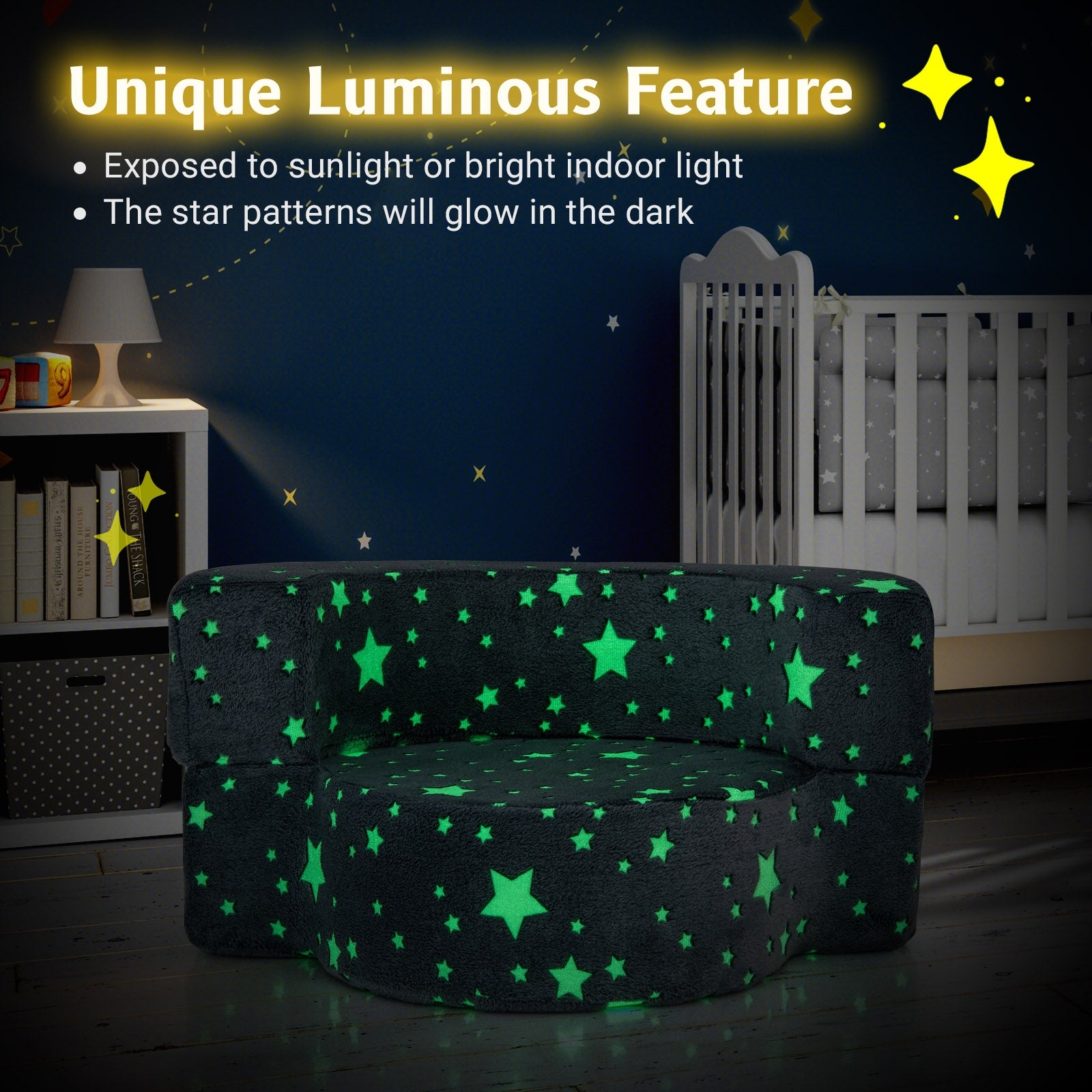 Glow In The Dark Toddler Chair, Convertible Sofa With Cover, Gray Kids Chairs & Seating at Gallery Canada