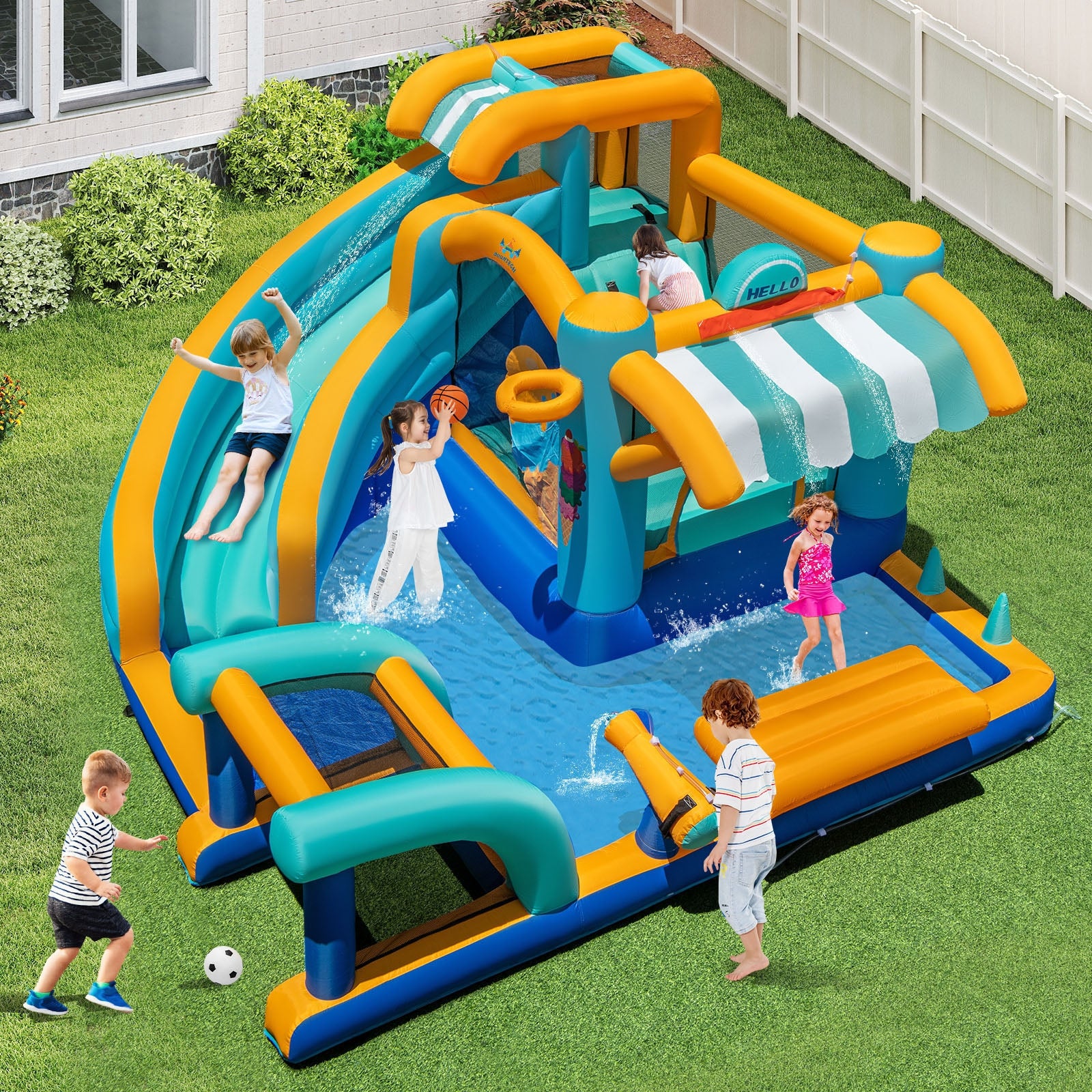 Inflatable Water Slide Bounce House, Kids Jump Castle, 750W Blower Inflatable Water Slides at Gallery Canada