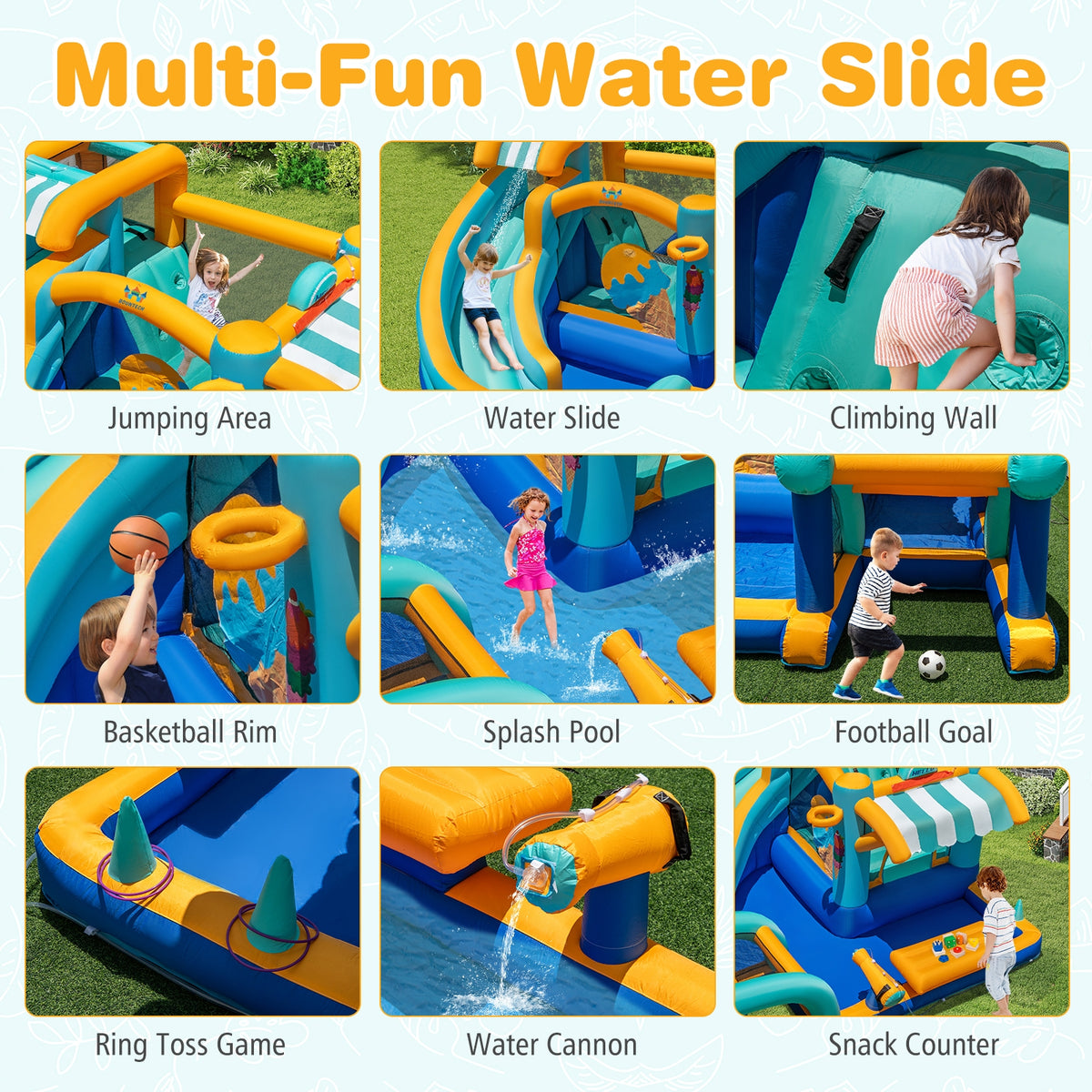 Inflatable Water Slide Bounce House, Kids Jump Castle, 750W Blower Inflatable Water Slides at Gallery Canada