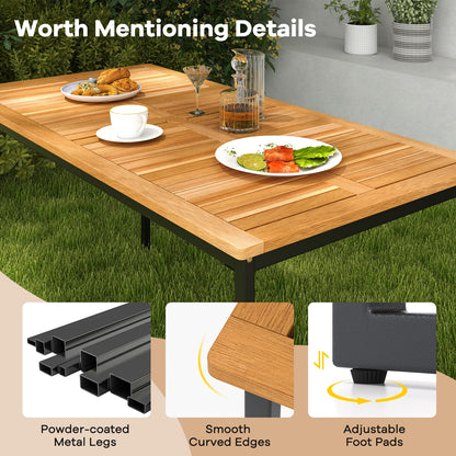 6 Piece Acacia Wood Dining Set, 2 In Umbrella Hole, Natural Black Patio Dining Sets at Gallery Canada