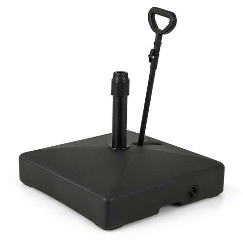 Mobile Patio Umbrella Base, 3 Wheels, Water Sand Fillable, Black