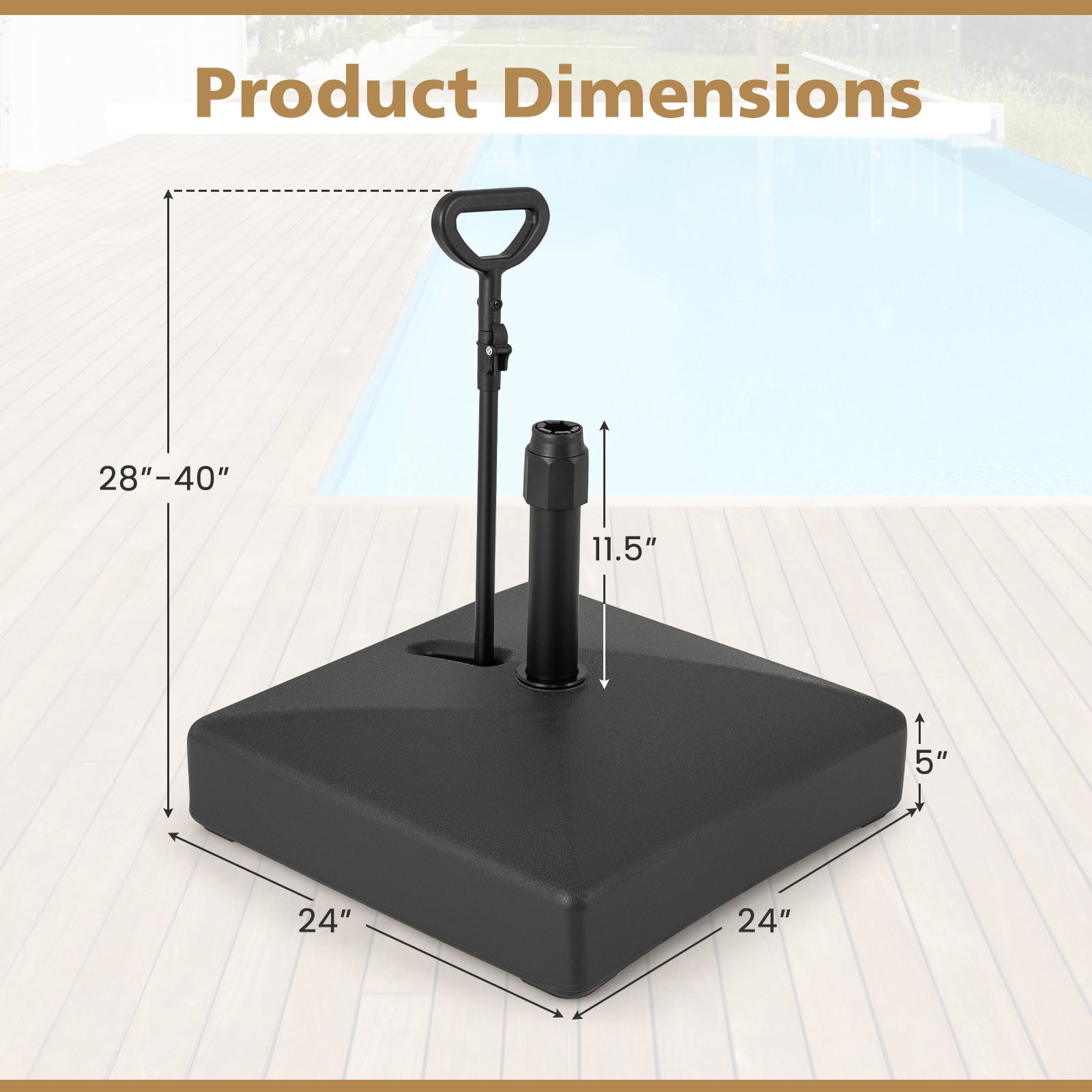 Mobile Patio Umbrella Base, 3 Wheels, Water Sand Fillable, Black Outdoor Umbrella Bases at Gallery Canada