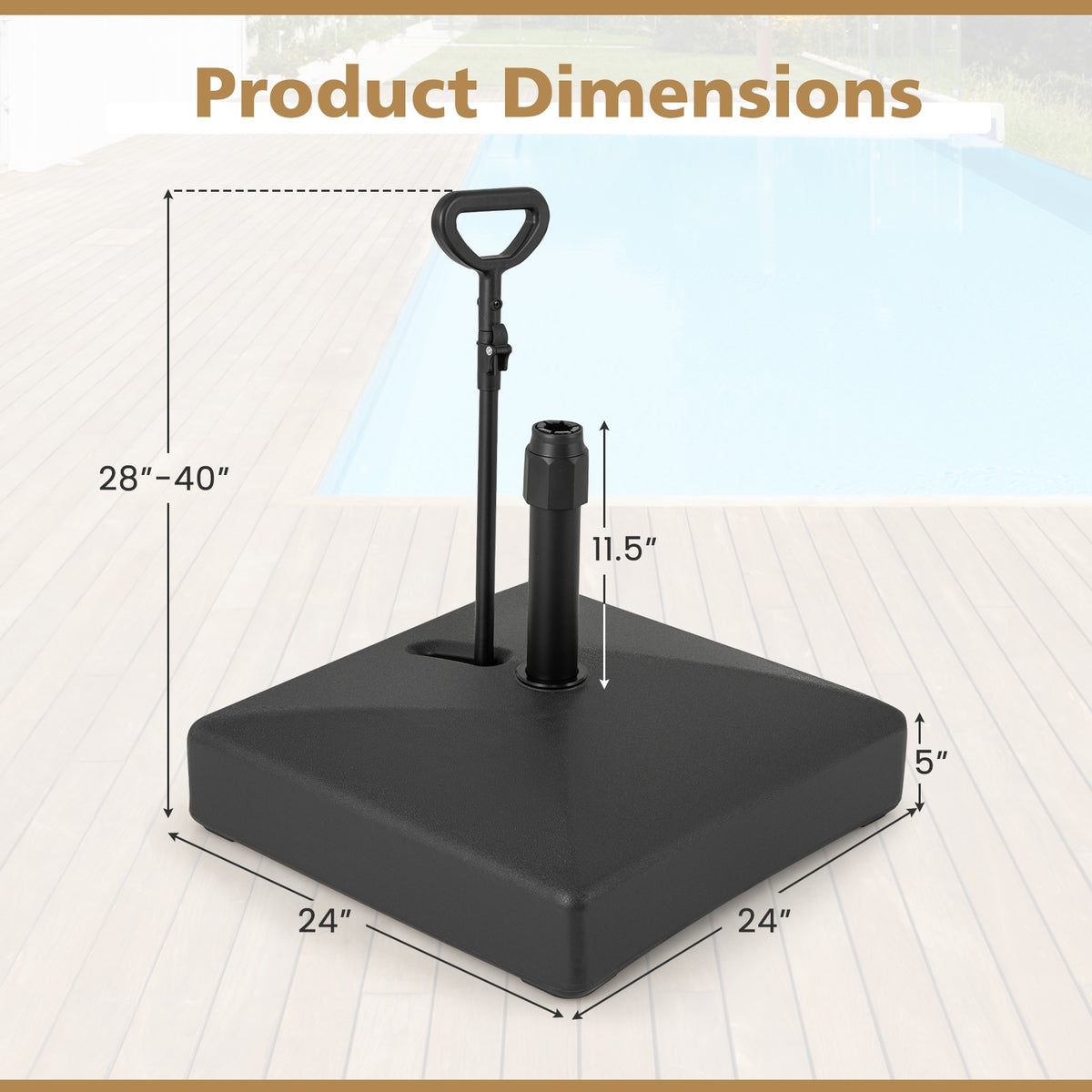 Mobile Patio Umbrella Base, 3 Wheels, Water Sand Fillable, Black Outdoor Umbrella Bases at Gallery Canada