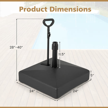 Mobile Patio Umbrella Base, 3 Wheels, Water Sand Fillable, Black Outdoor Umbrella Bases at Gallery Canada
