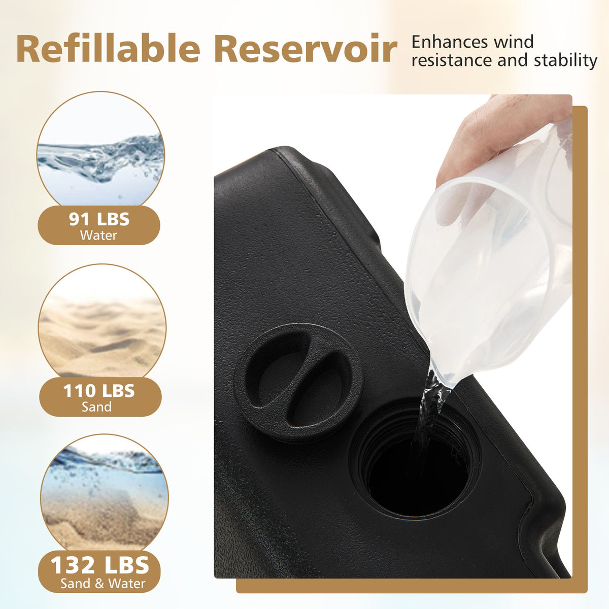 Mobile Patio Umbrella Base, 3 Wheels, Water Sand Fillable, Black Outdoor Umbrella Bases at Gallery Canada