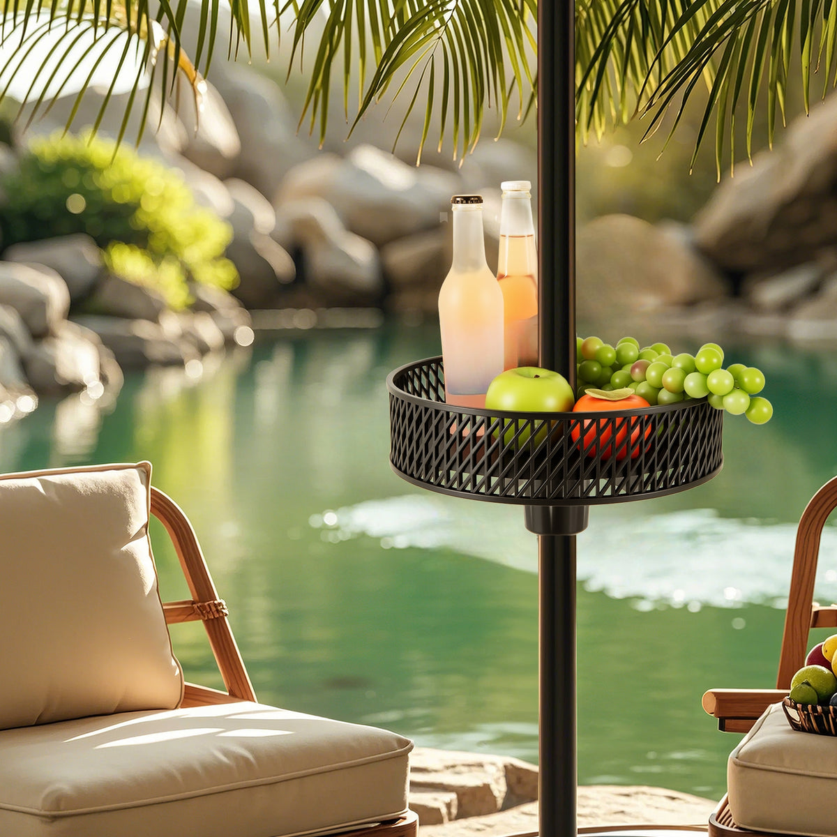 Patio Umbrella Table Tray, Adjustable With Storage, Black Outdoor Umbrella Bases at Gallery Canada