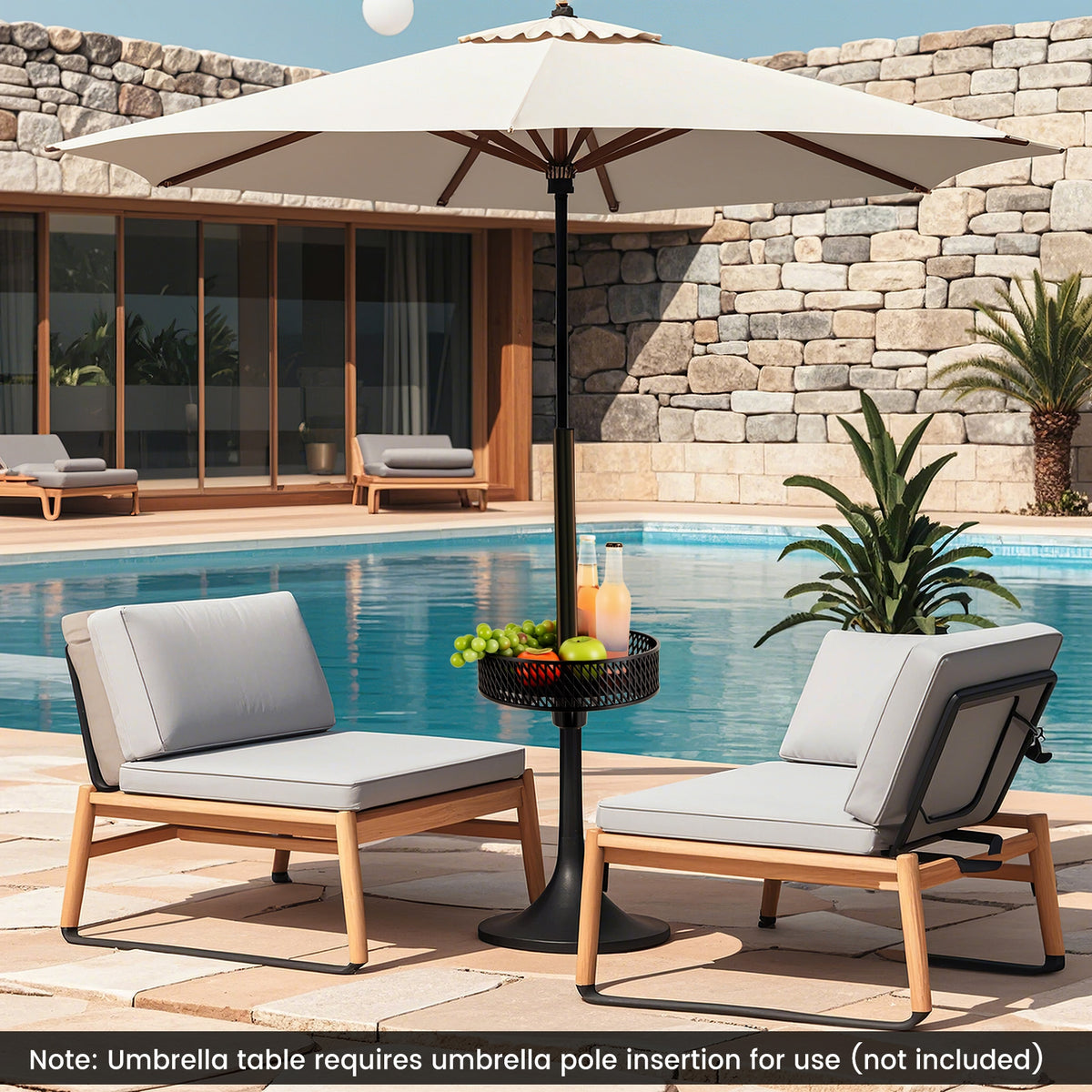 Patio Umbrella Table Tray, Adjustable With Storage, Black Outdoor Umbrella Bases at Gallery Canada