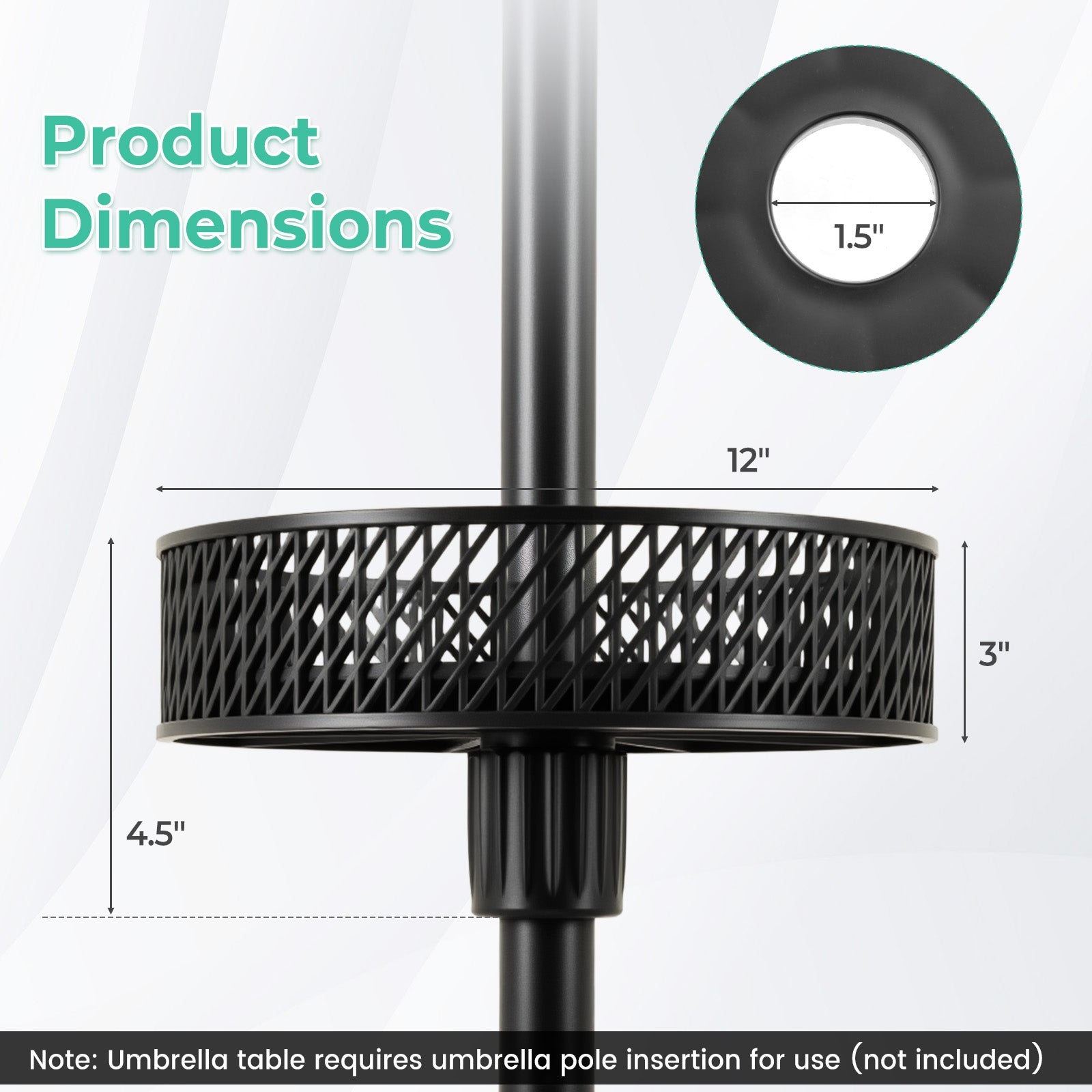 Patio Umbrella Table Tray, Adjustable With Storage, Black Outdoor Umbrella Bases at Gallery Canada