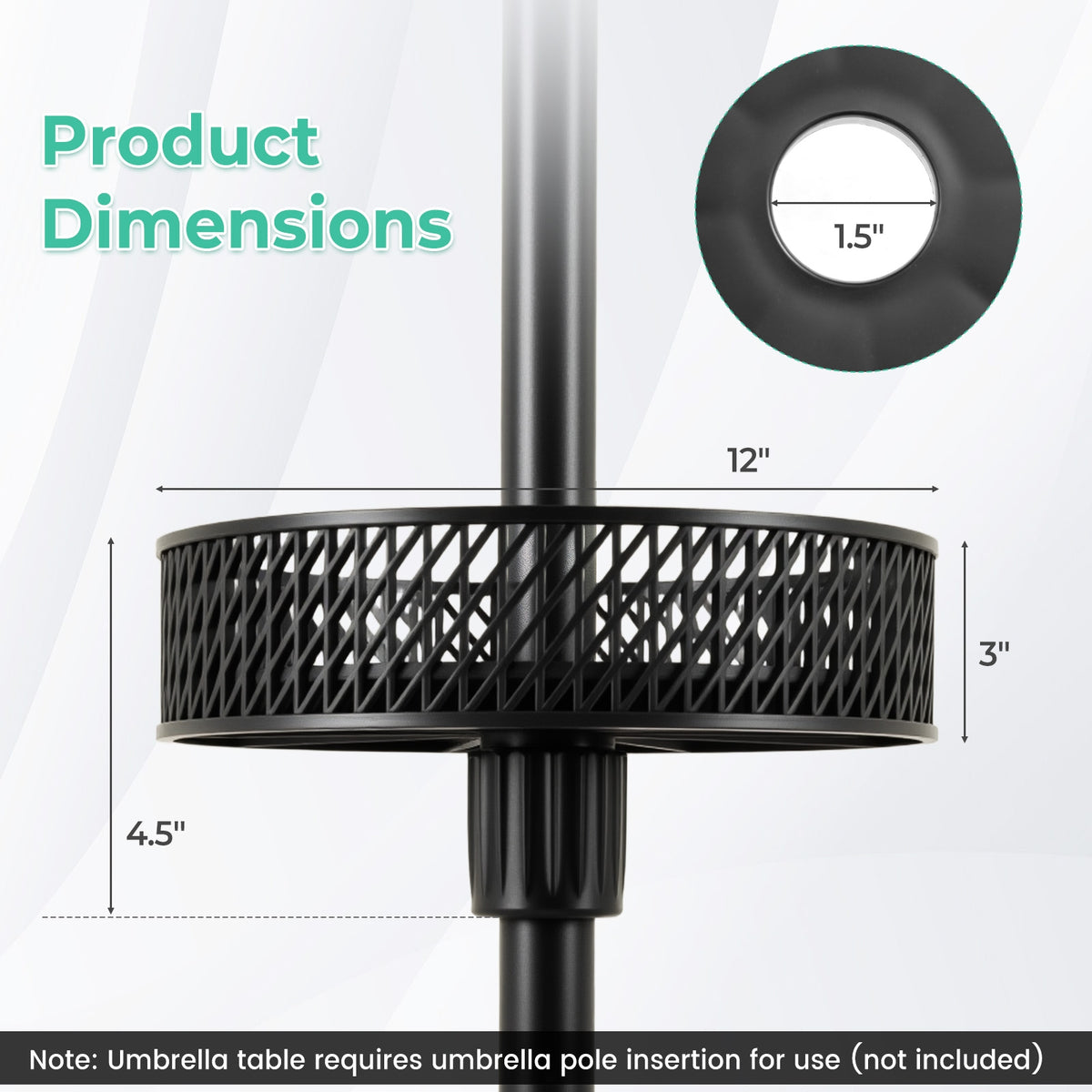 Patio Umbrella Table Tray, Adjustable With Storage, Black Outdoor Umbrella Bases at Gallery Canada
