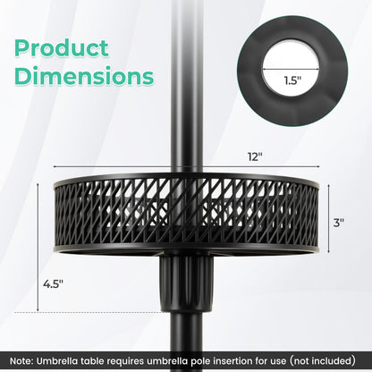 Patio Umbrella Table Tray, Adjustable With Storage, Black Outdoor Umbrella Bases at Gallery Canada