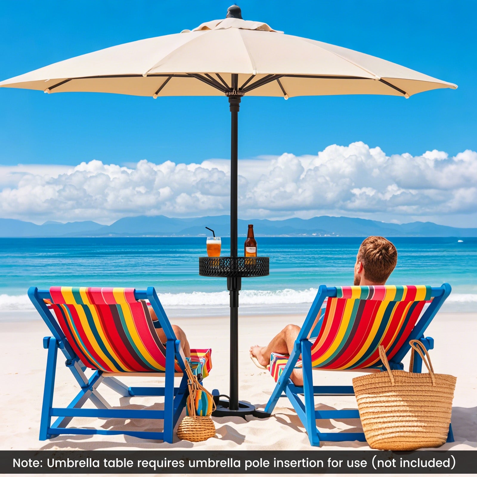 Patio Umbrella Table Tray, Adjustable With Storage, Black Outdoor Umbrella Bases at Gallery Canada