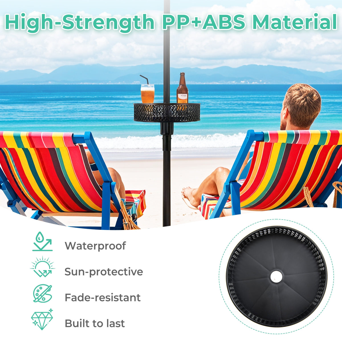 Patio Umbrella Table Tray, Adjustable With Storage, Black Outdoor Umbrella Bases at Gallery Canada