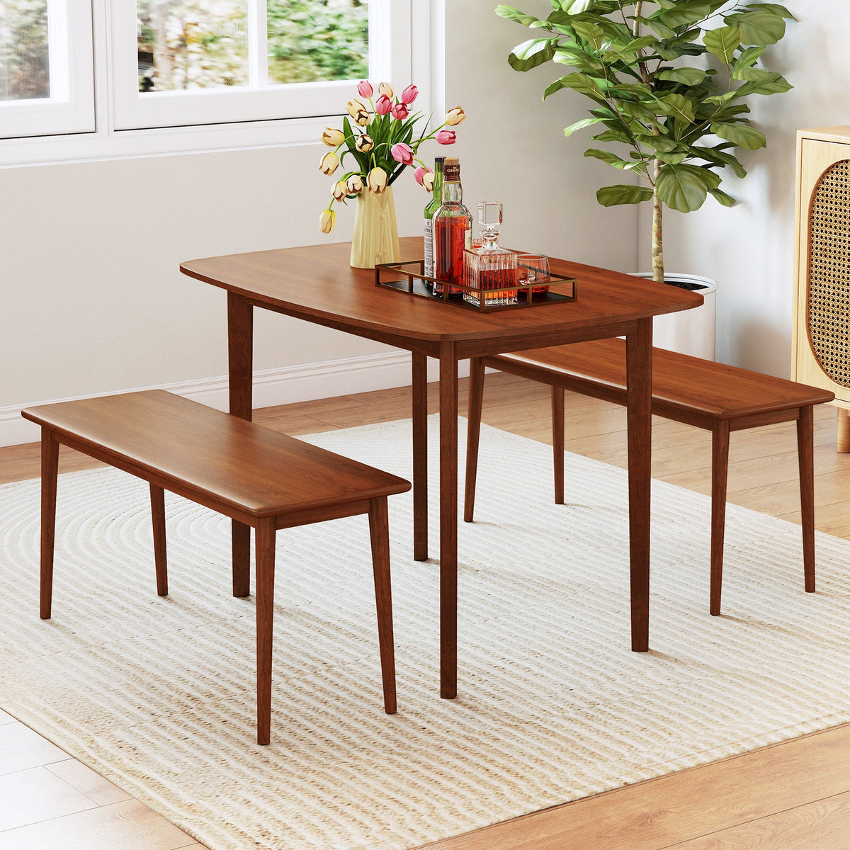Wooden Dining Table For 2-4 People, Walnut, Rubber Wood Legs Dining Tables at Gallery Canada