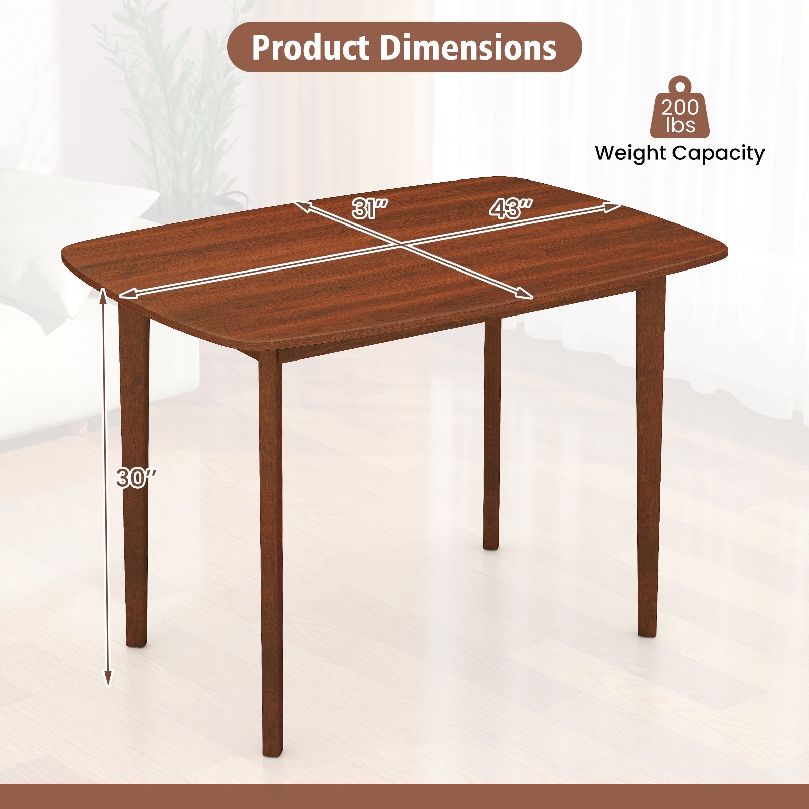 Wooden Dining Table For 2-4 People, Walnut, Rubber Wood Legs Dining Tables at Gallery Canada