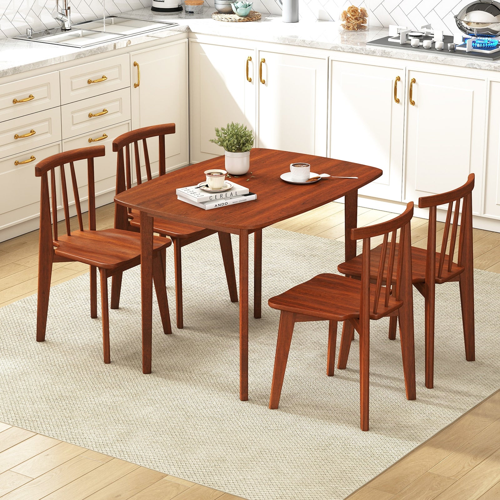 Wooden Dining Table For 2-4 People, Walnut, Rubber Wood Legs Dining Tables at Gallery Canada