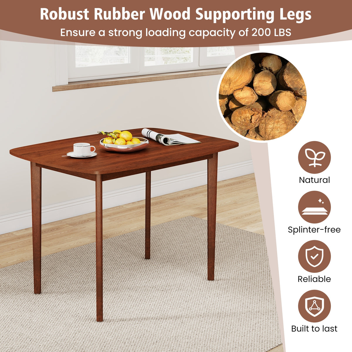 Wooden Dining Table For 2-4 People, Walnut, Rubber Wood Legs Dining Tables at Gallery Canada