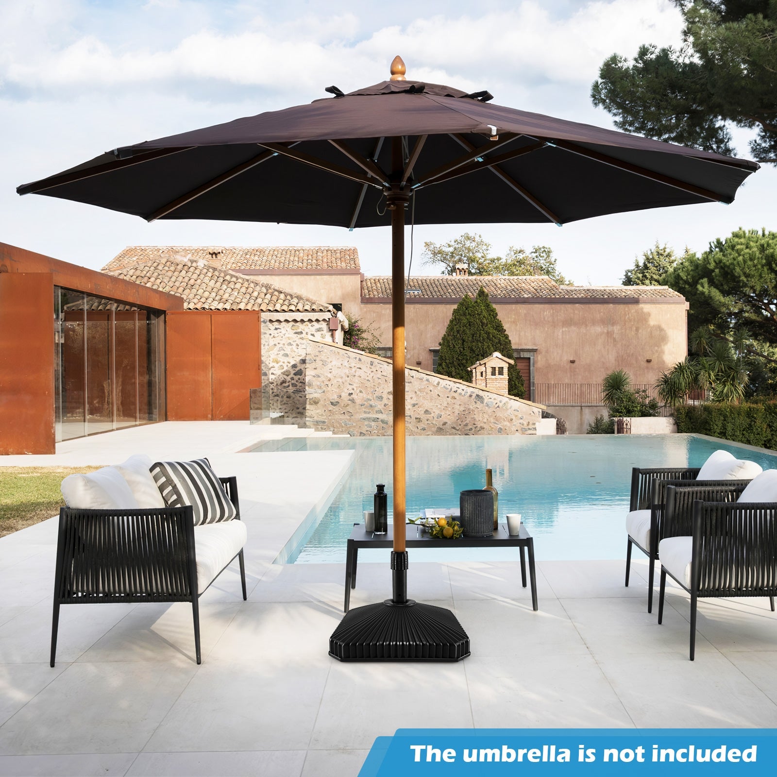 Fillable Umbrella Base, Shell Texture, 3 Coupler Sizes, Black Outdoor Umbrella Bases at Gallery Canada
