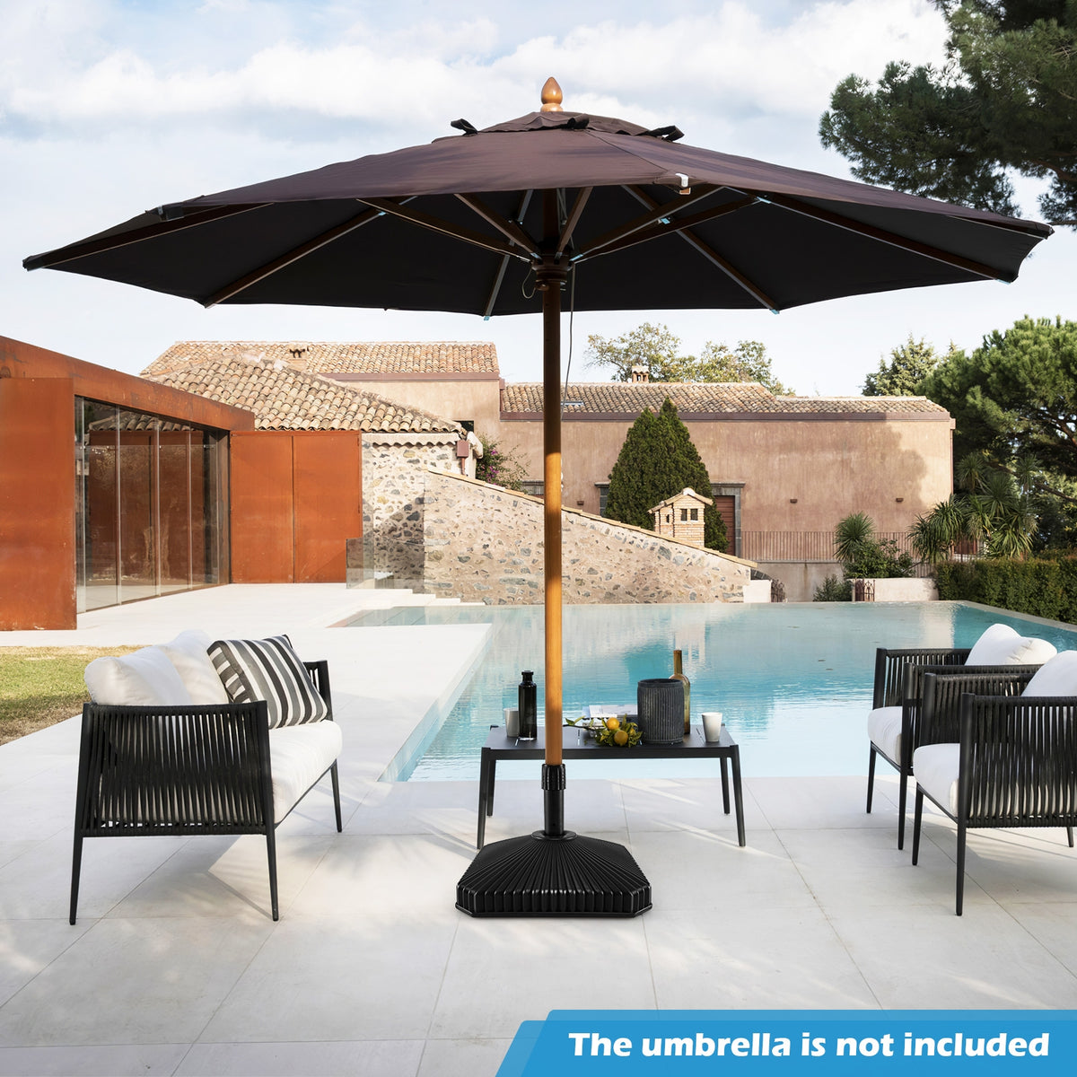 Fillable Umbrella Base, Shell Texture, 3 Coupler Sizes, Black Outdoor Umbrella Bases at Gallery Canada