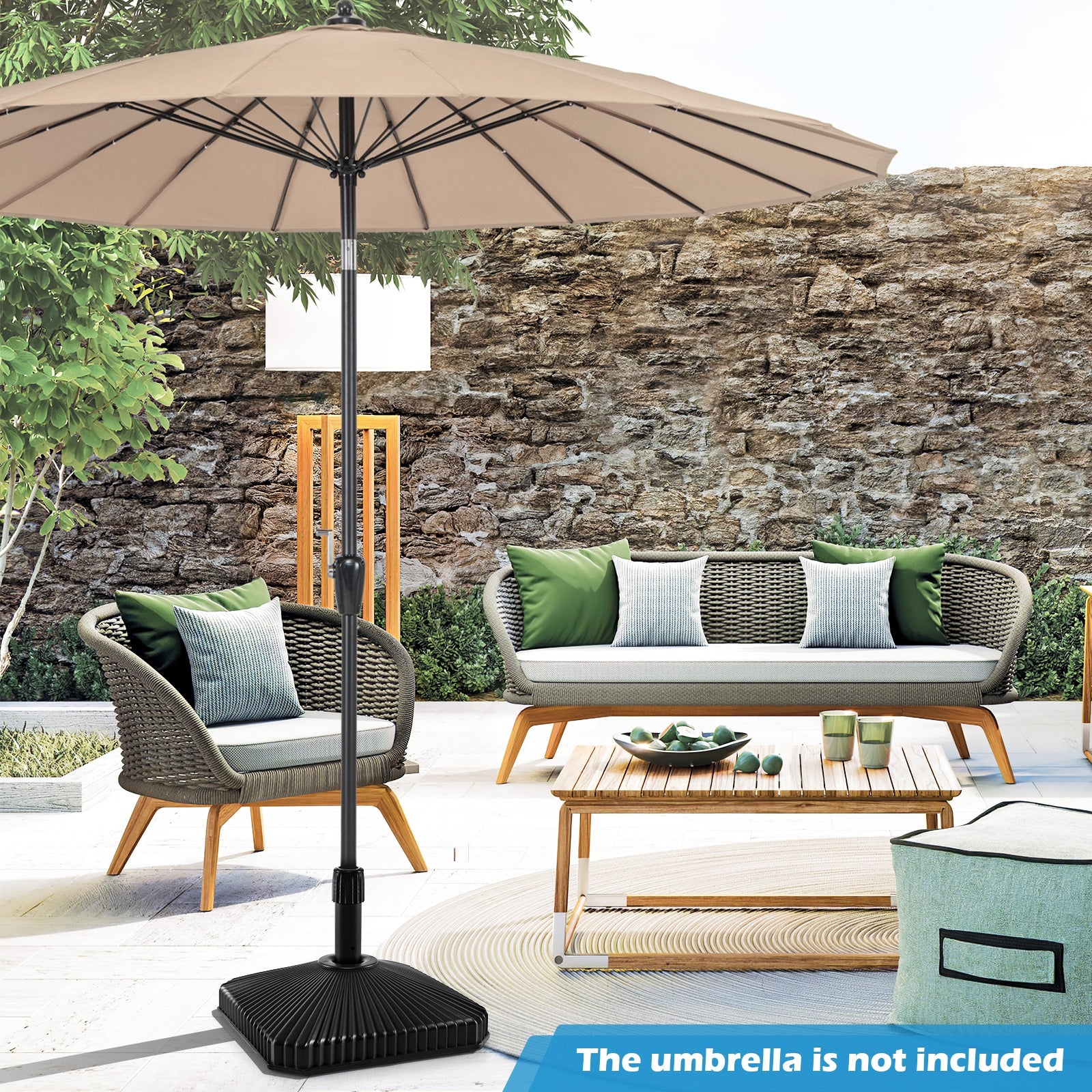 Fillable Umbrella Base, Shell Texture, 3 Coupler Sizes, Black Outdoor Umbrella Bases at Gallery Canada