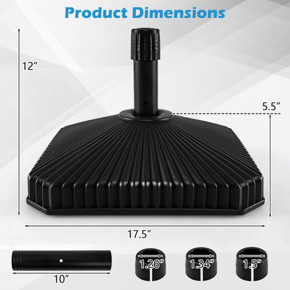 Fillable Umbrella Base, Shell Texture, 3 Coupler Sizes, Black Outdoor Umbrella Bases at Gallery Canada