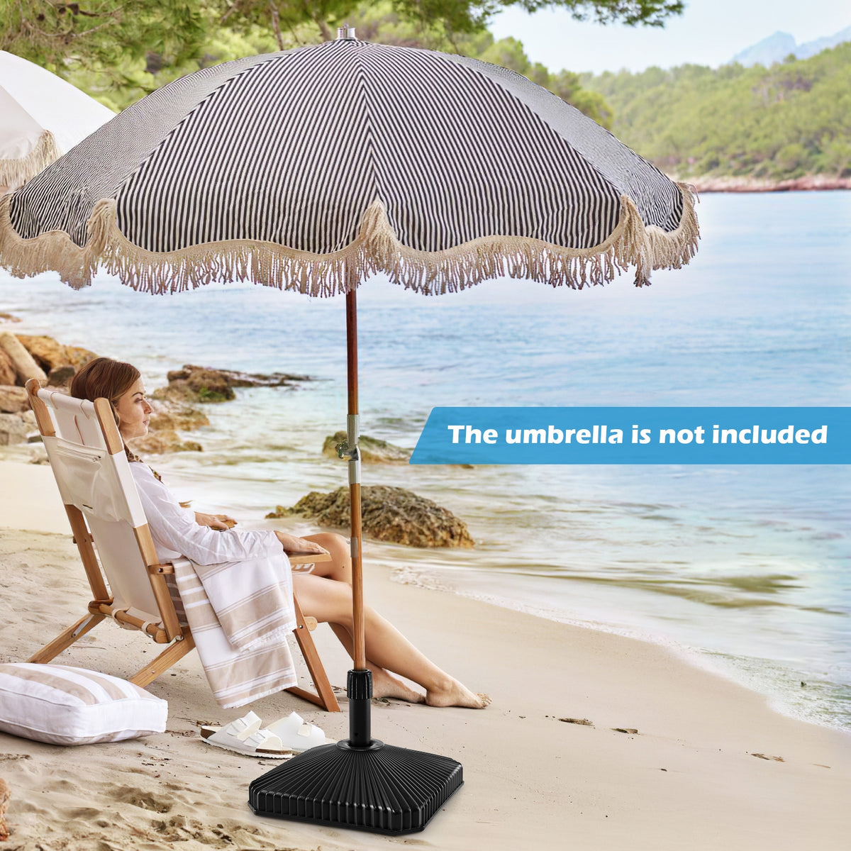 Fillable Umbrella Base, Shell Texture, 3 Coupler Sizes, Black Outdoor Umbrella Bases at Gallery Canada