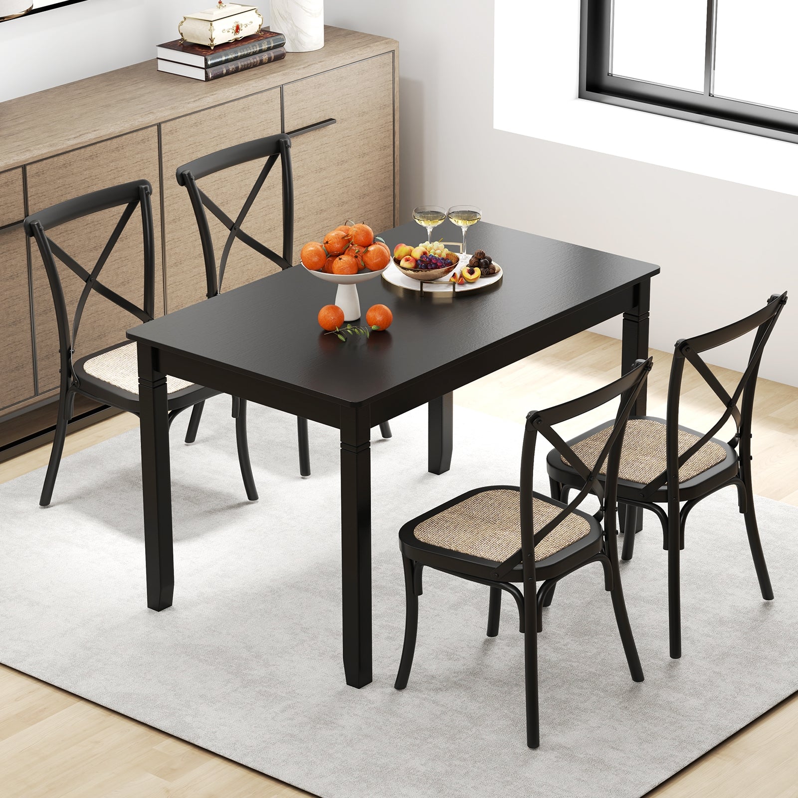 48-Inch Wooden Dining Table For 4, Rectangular Kitchen Table, Black Dining Tables at Gallery Canada