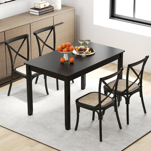 48-Inch Wooden Dining Table For 4, Rectangular Kitchen Table, Black