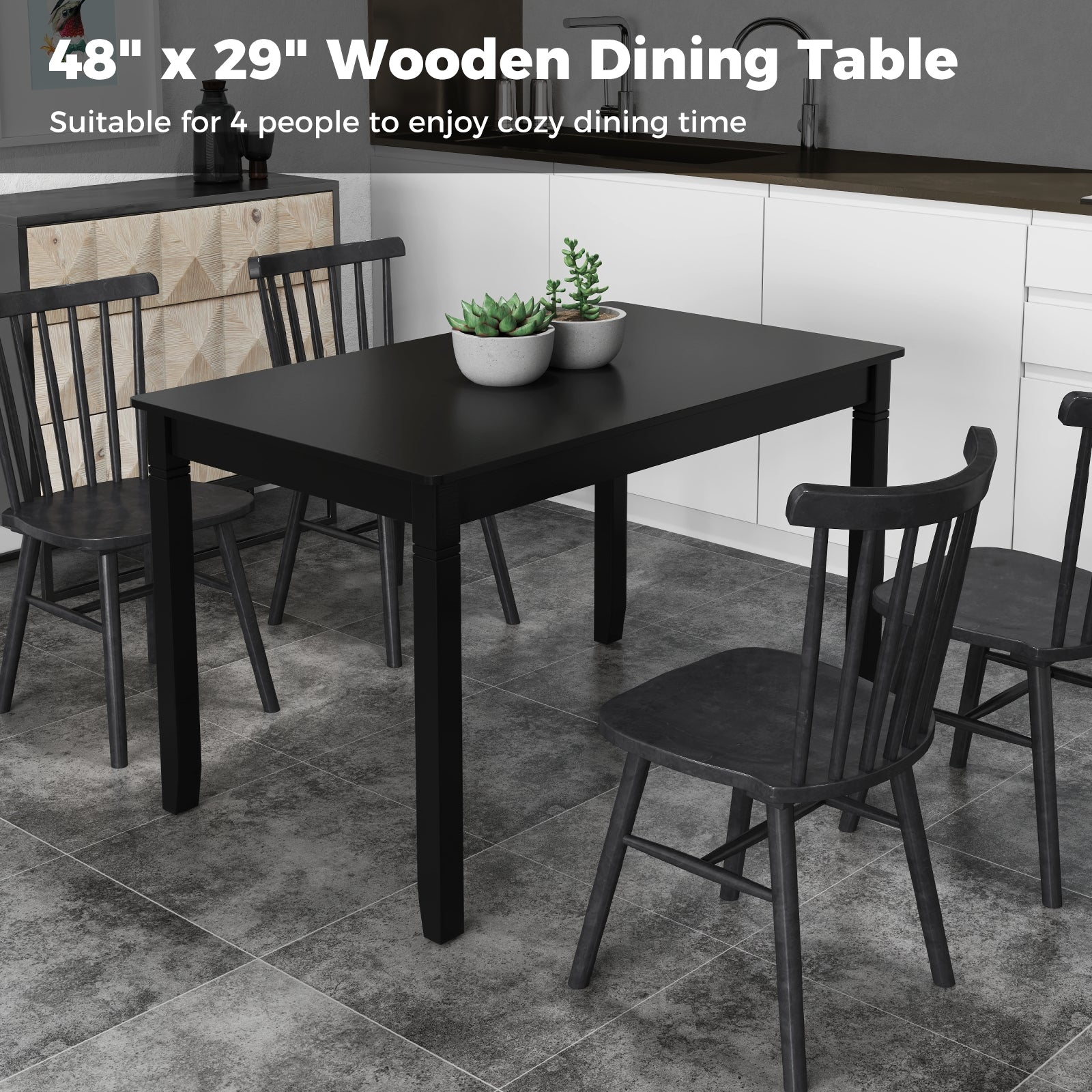 48-Inch Wooden Dining Table For 4, Rectangular Kitchen Table, Black Dining Tables at Gallery Canada