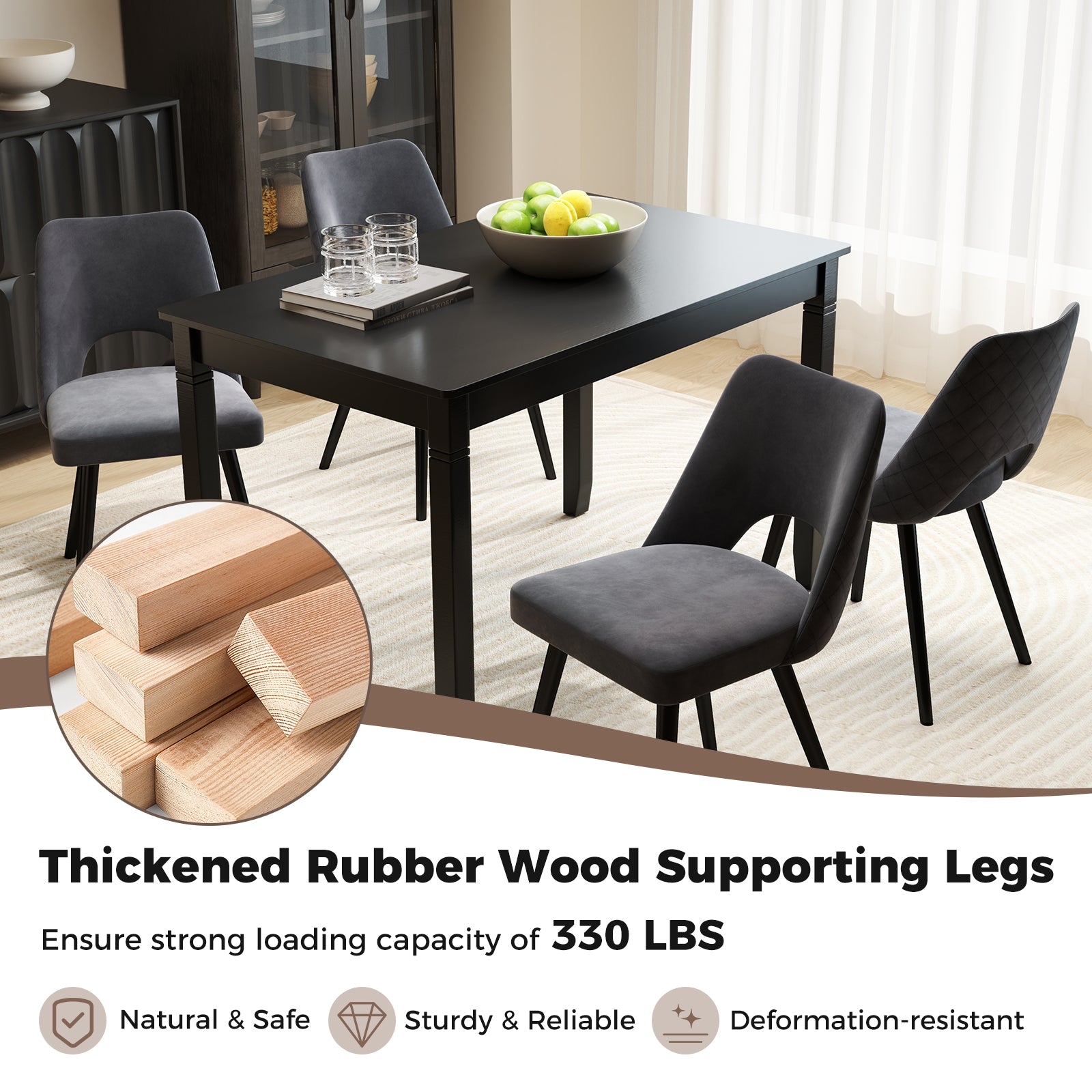 48-Inch Wooden Dining Table For 4, Rectangular Kitchen Table, Black Dining Tables at Gallery Canada