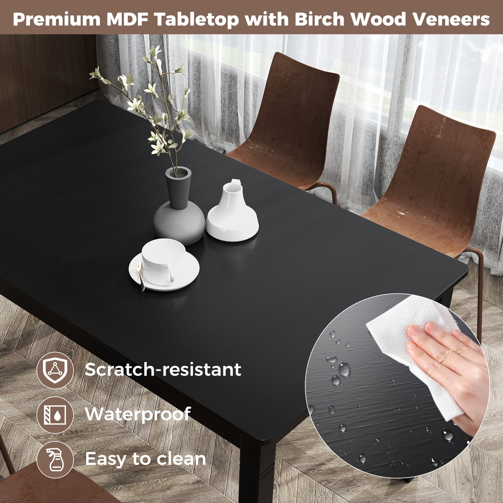 48-Inch Wooden Dining Table For 4, Rectangular Kitchen Table, Black Dining Tables at Gallery Canada