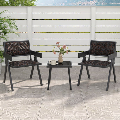 3 Piece Patio PE Wicker Bistro Set, Quick-Dry Foam, Black Patio Conversation Sets at Gallery Canada