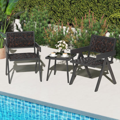 3 Piece Patio PE Wicker Bistro Set, Quick-Dry Foam, Black Patio Conversation Sets at Gallery Canada