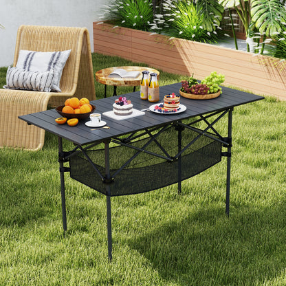 Folding Camping Table, Roll-up Tabletop, Mesh Basket, Black Camping Furniture at Gallery Canada