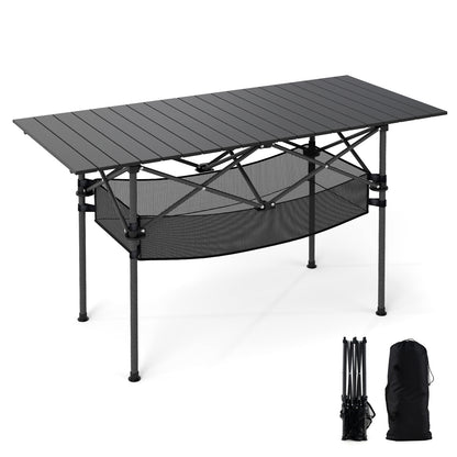 Folding Camping Table, Roll-up Tabletop, Mesh Basket, Black Camping Furniture at Gallery Canada