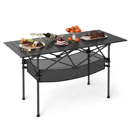 Folding Camping Table, Roll-up Tabletop, Mesh Basket, Black Camping Furniture at Gallery Canada