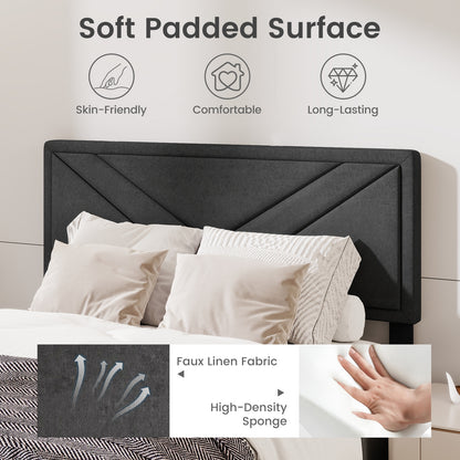 Upholstered Platform Bed With Tufted Headboard, Full Size, Gray Simple Bed Frame at Gallery Canada