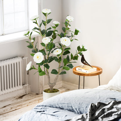 36 Inch Artificial Camellia Tree, Blooming Flower, White Faux Plants at Gallery Canada