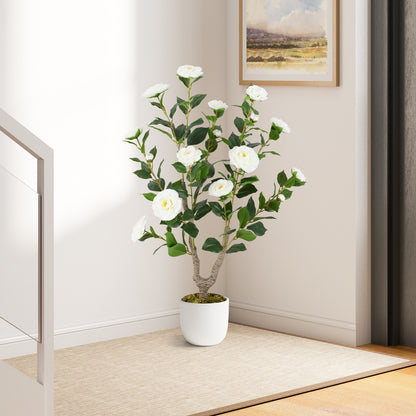 36 Inch Artificial Camellia Tree, Blooming Flower, White Faux Plants at Gallery Canada