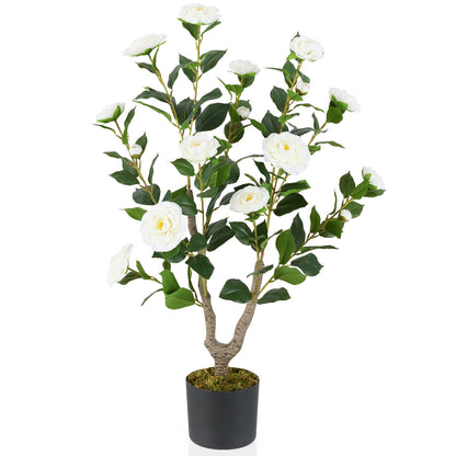 36 Inch Artificial Camellia Tree, Blooming Flower, White Faux Plants at Gallery Canada