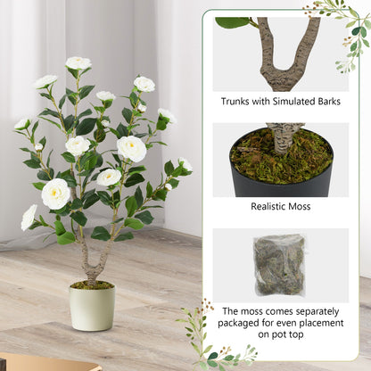 36 Inch Artificial Camellia Tree, Blooming Flower, White Faux Plants at Gallery Canada