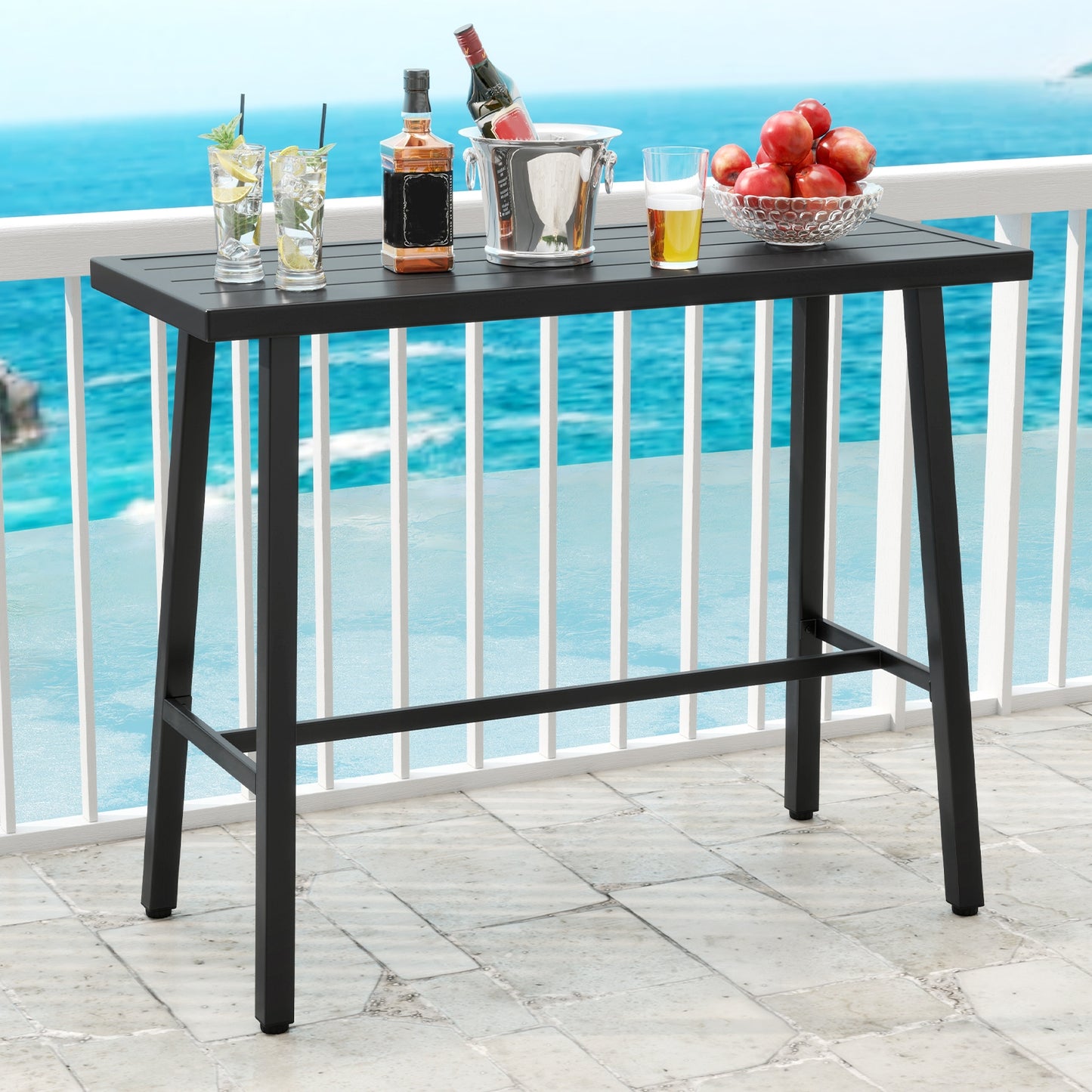 36 Inches Counter Height Bar Table, Adjustable Foot Pads, Black Patio Coffee Tables at Gallery Canada
