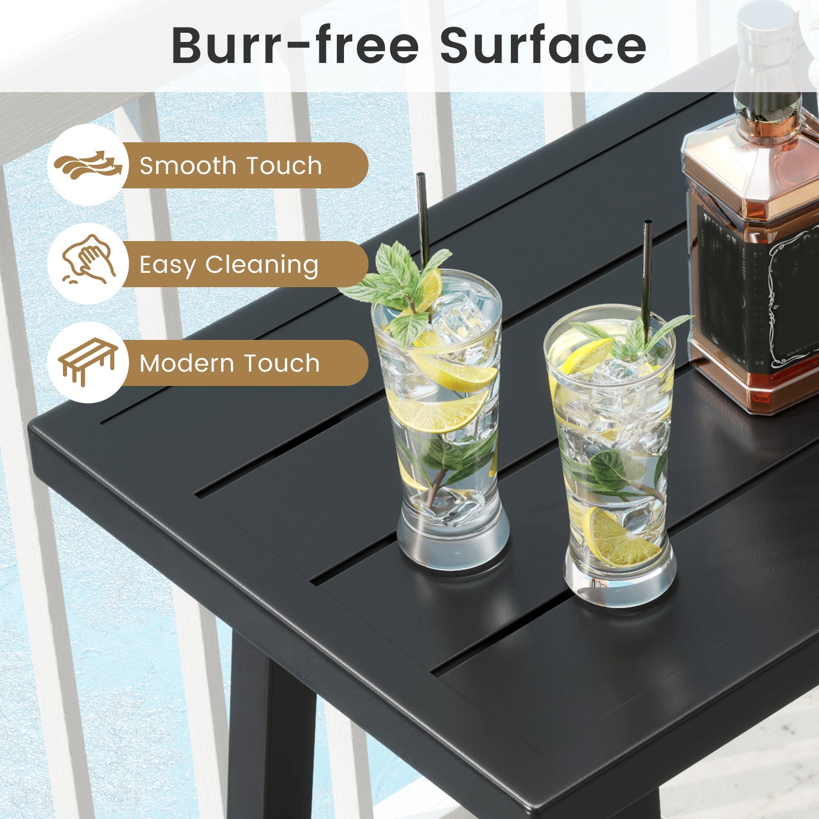 36 Inches Counter Height Bar Table, Adjustable Foot Pads, Black Patio Coffee Tables at Gallery Canada
