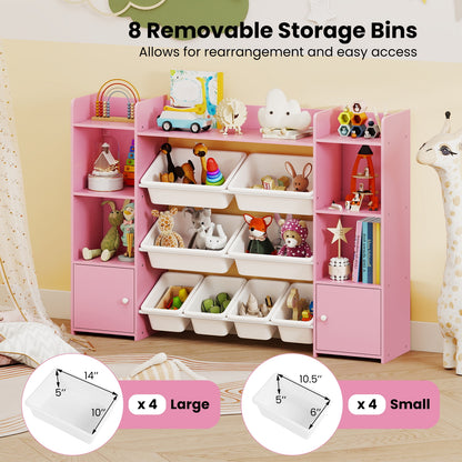 56 Inch Large Toy Storage Organizer, 8 Removable Bins, Pink Kids Storage at Gallery Canada