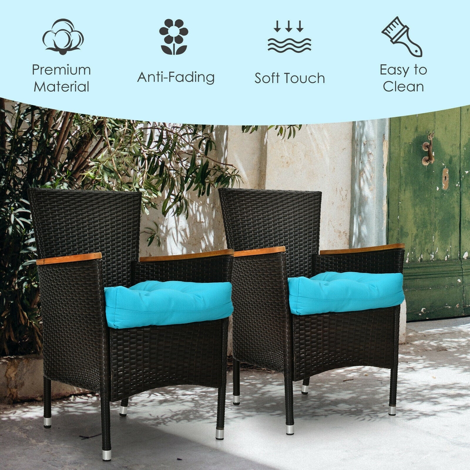 21 Inch x 21 Inch Patio Chair Seat Cushion, Turquoise Outdoor Furniture Accessories at Gallery Canada