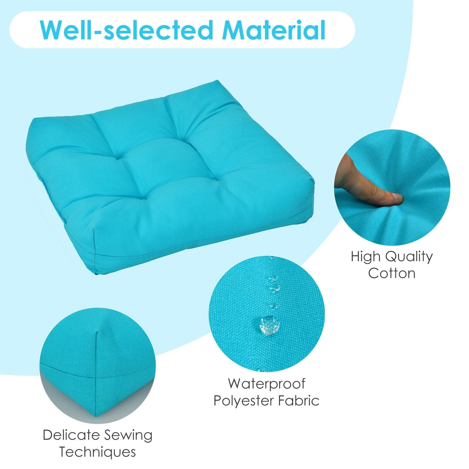 21 Inch x 21 Inch Patio Chair Seat Cushion, Turquoise Outdoor Furniture Accessories at Gallery Canada