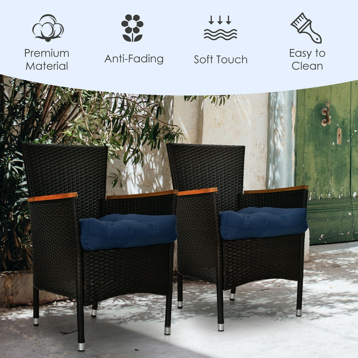 21 Inch x 21 Inch Patio Chair Cushion, Indoor Outdoor, Navy Outdoor Furniture Accessories at Gallery Canada