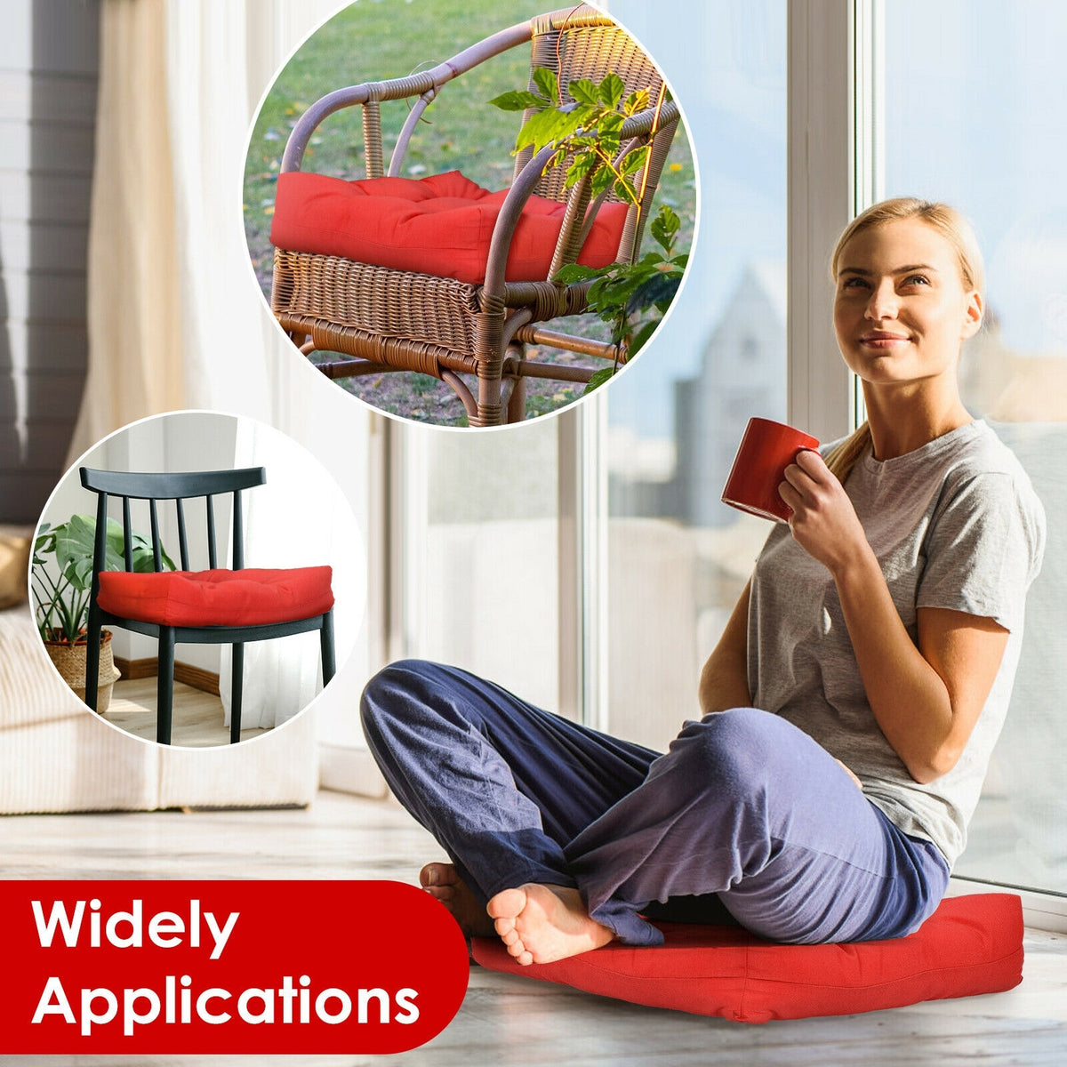 21 Inch x 21 Inch Patio Chair Cushion, Indoor Outdoor, Red Outdoor Furniture Accessories at Gallery Canada